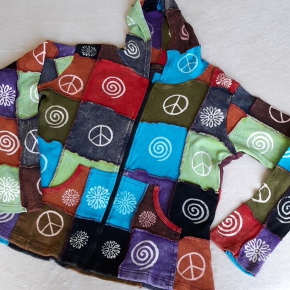 Rising International Patchwork Peace Signs Hoodie